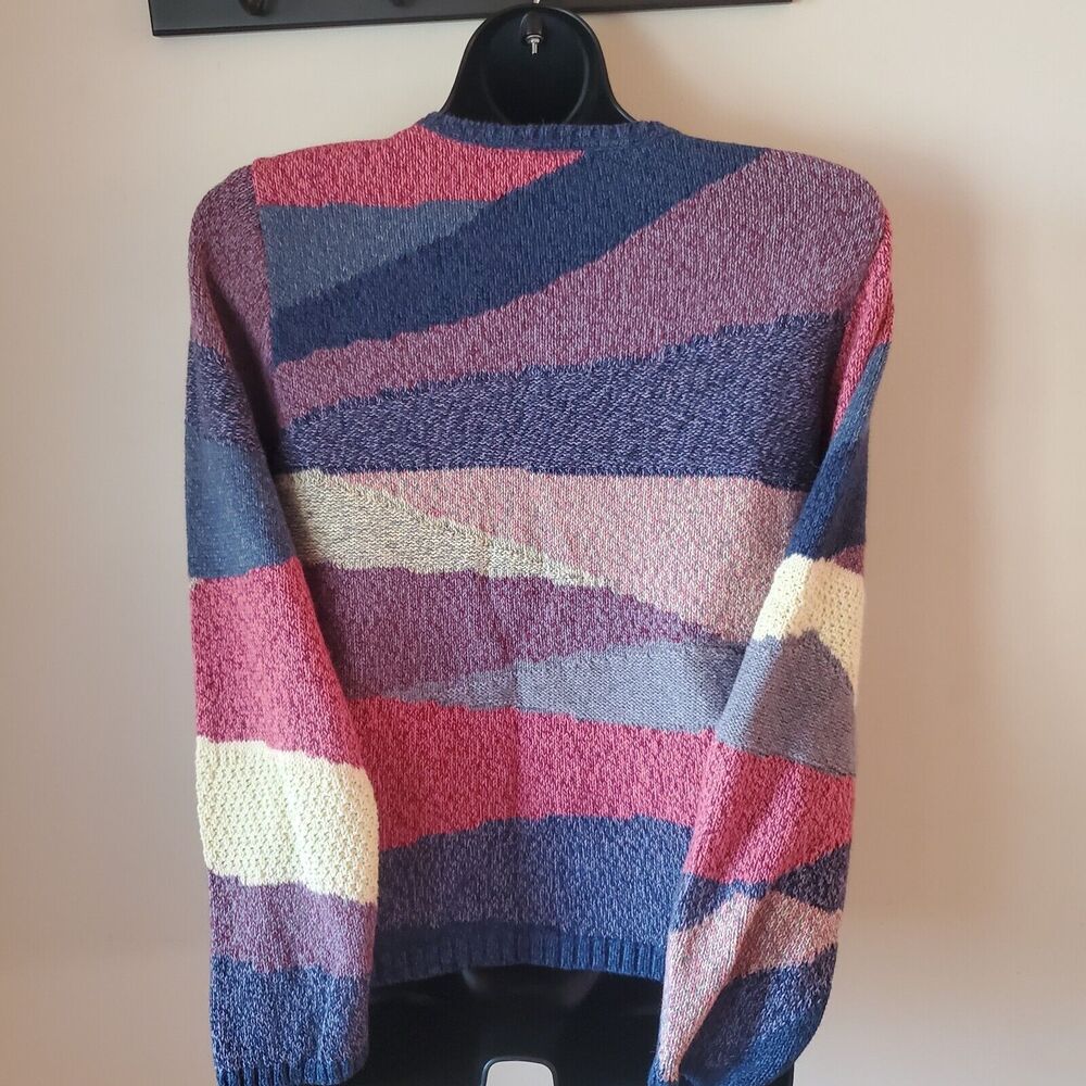 Vintage Y2K Christopher & Banks Multicolor Button Accent Zip Cardigan Sweater M - Picture 2 of 9